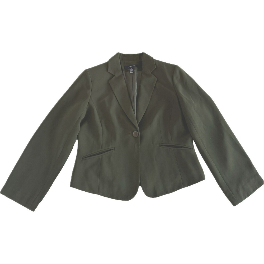 Jones Wear Womans Sz 12 Army Green Suit Blazer Separate Short Jacket Office